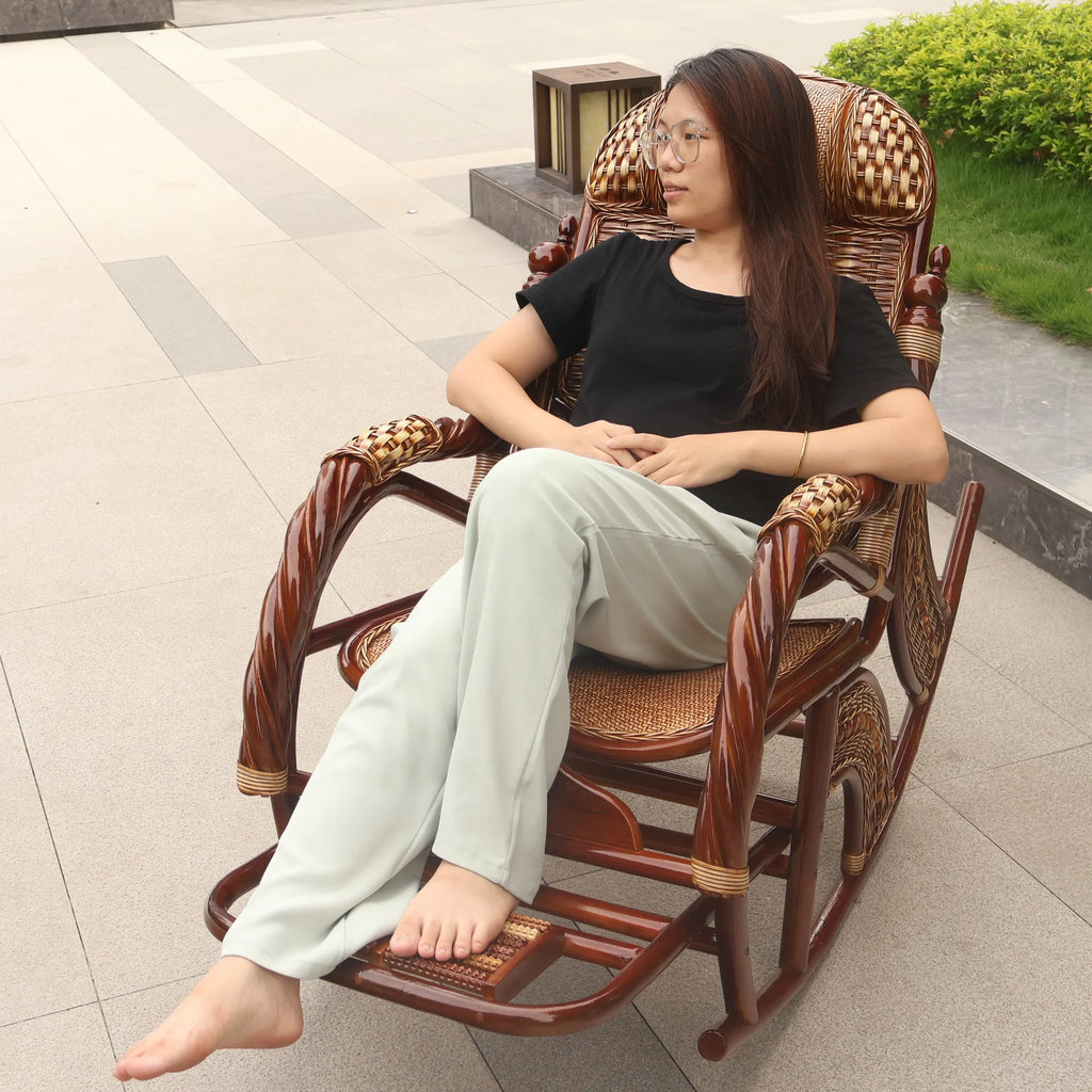 Natural rattan rattan household rocking chair recliner back recliner nap leisure household elderly free