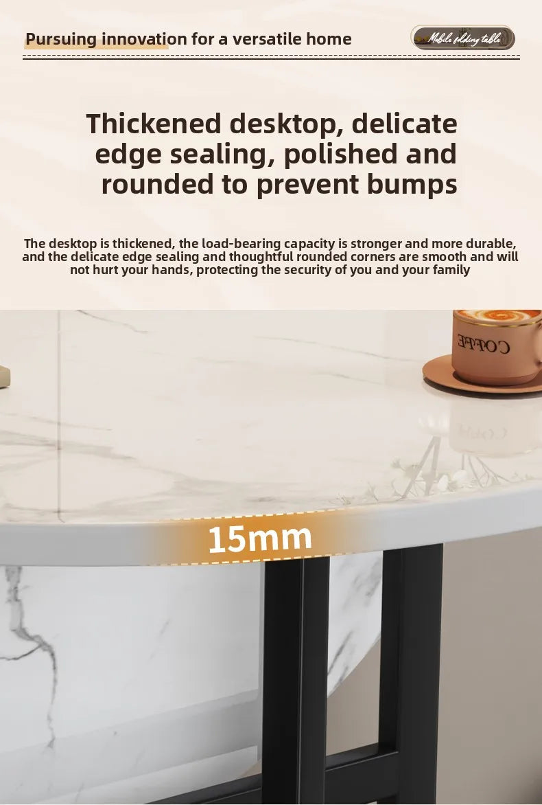 movable small apartment dining table folding round lounge extendable dining table modern Portable mesa comedor Kitchen furniture