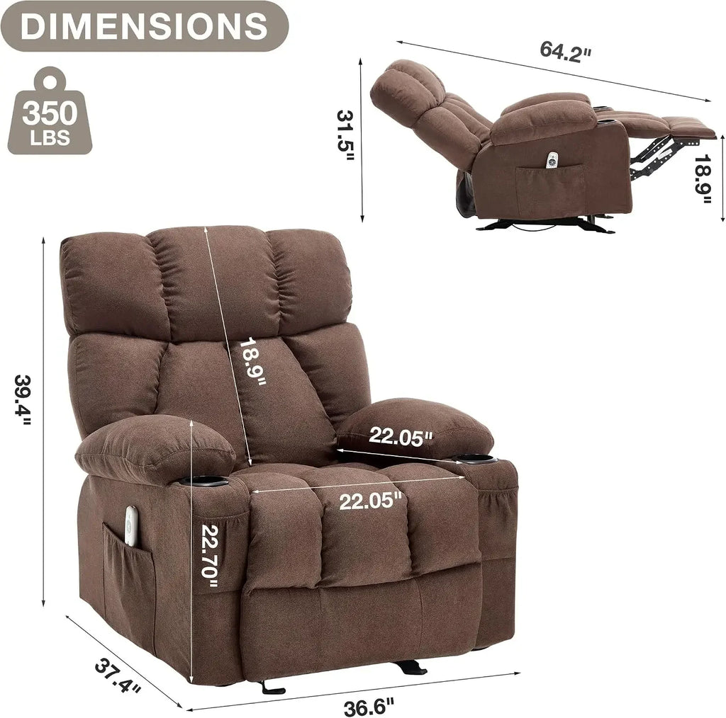 New Best Deal US Shipping Ergonomic Massage Recliner Chair with Heat and Vibration Overstuffed Rocking Lounge Chair with Side Po