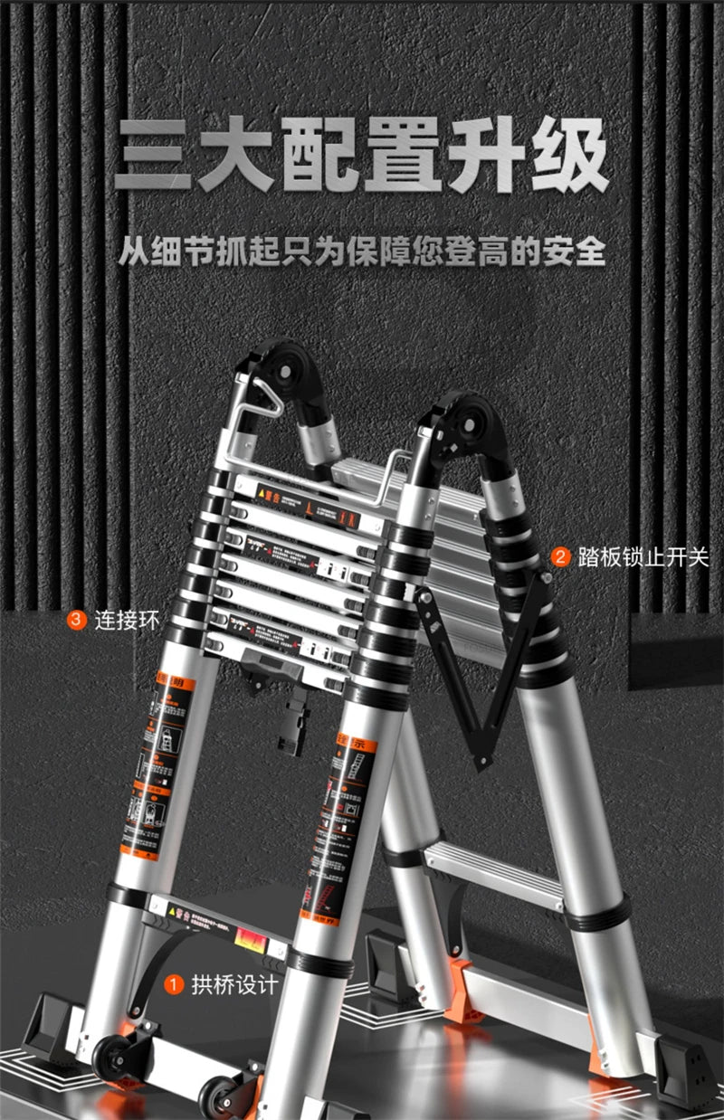 Aluminum Alloy Telescopic Ladder Thickened Stainless Steel Step Ladders Folding Lift Herringbone Ladder Home Portable Ladder B Y