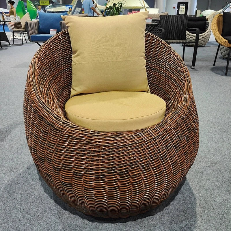 Outdoor rattan sofa combination courtyard leisure balcony rattan chair three-piece set, terrace furniture c
