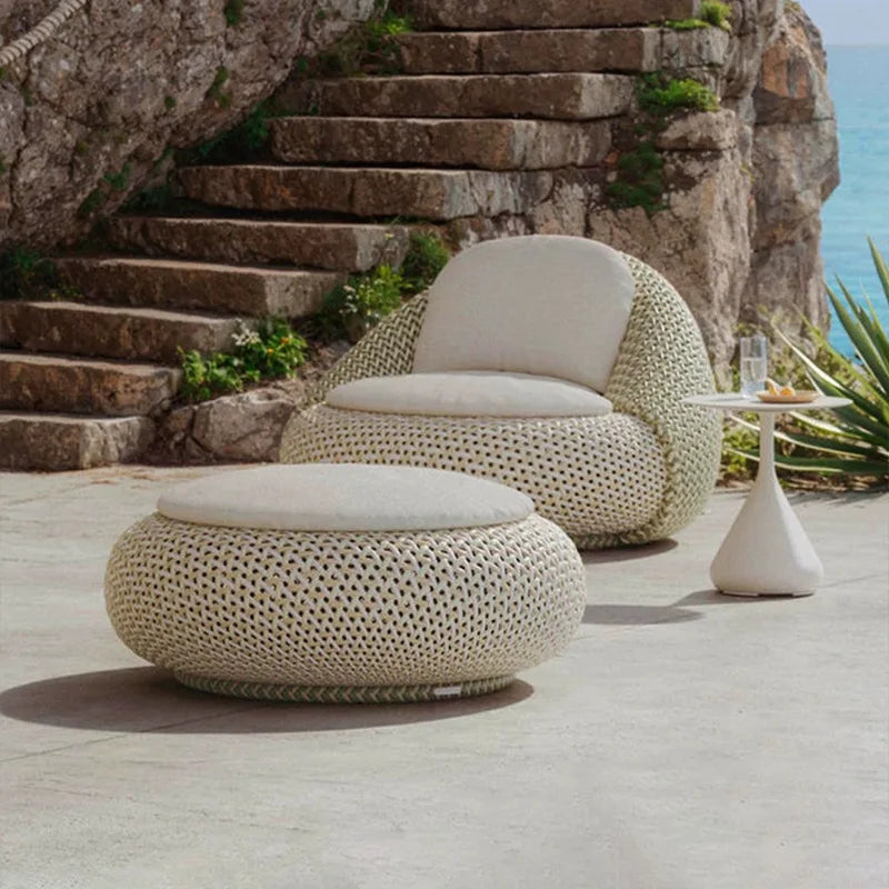 Custom Modern Simplicity Outdoor Sofa Courtyard Homestay Terrace Balcony Rainproof Sun-proof Coffee Table Combination Plastic Ra