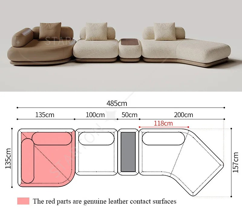 Modern Luxury Bouclé Modular Couch Living Room Furniture Curved Sofa Set With Soft Cushions & Functional Side Table