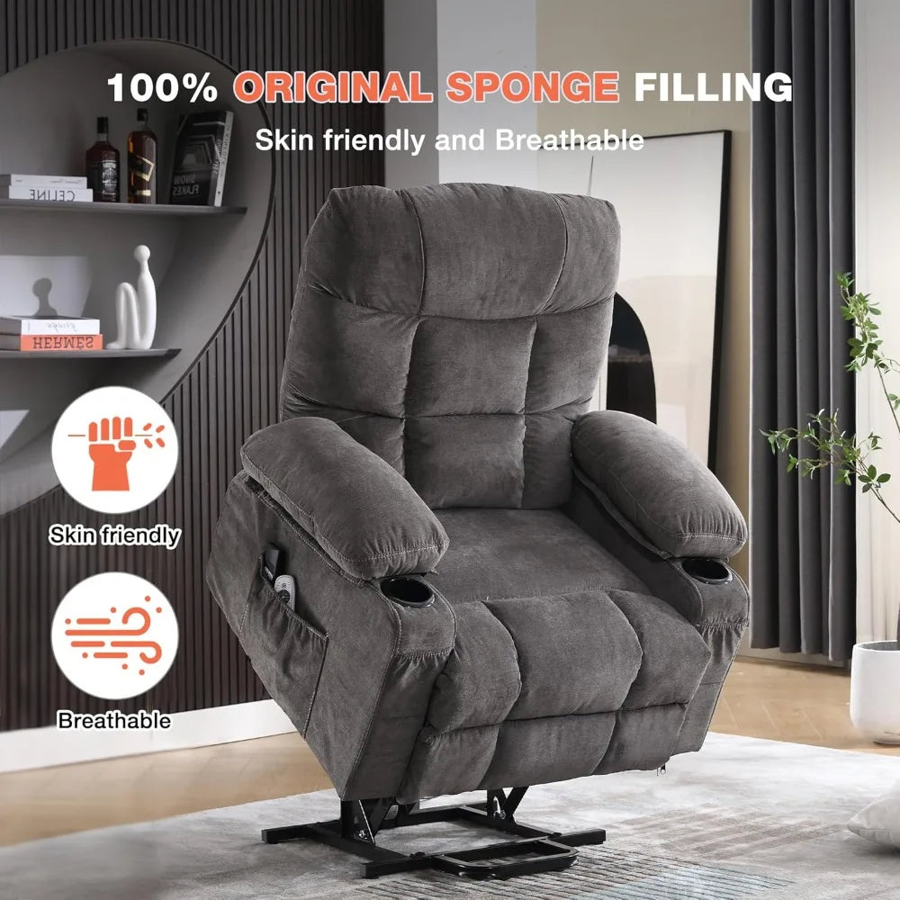 Power Lift Recliner Chair for Elderly with Vibration Massage & Lumbar Heat, Electric Recliner Sofa with Cup Holders, USB Port