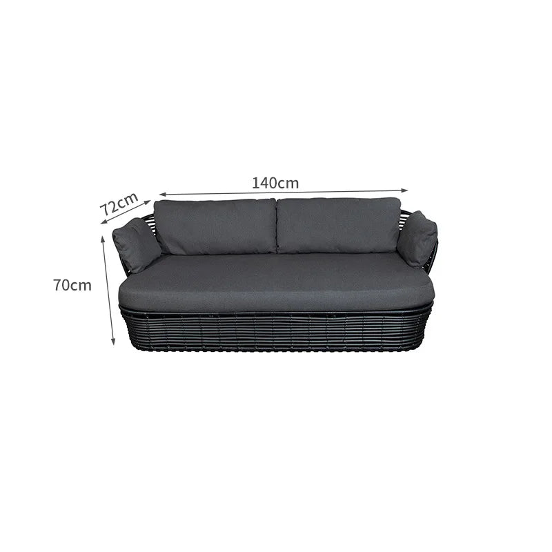 LMM outdoor rattan sofa sun protection waterproof patio balcony garden rattan chair