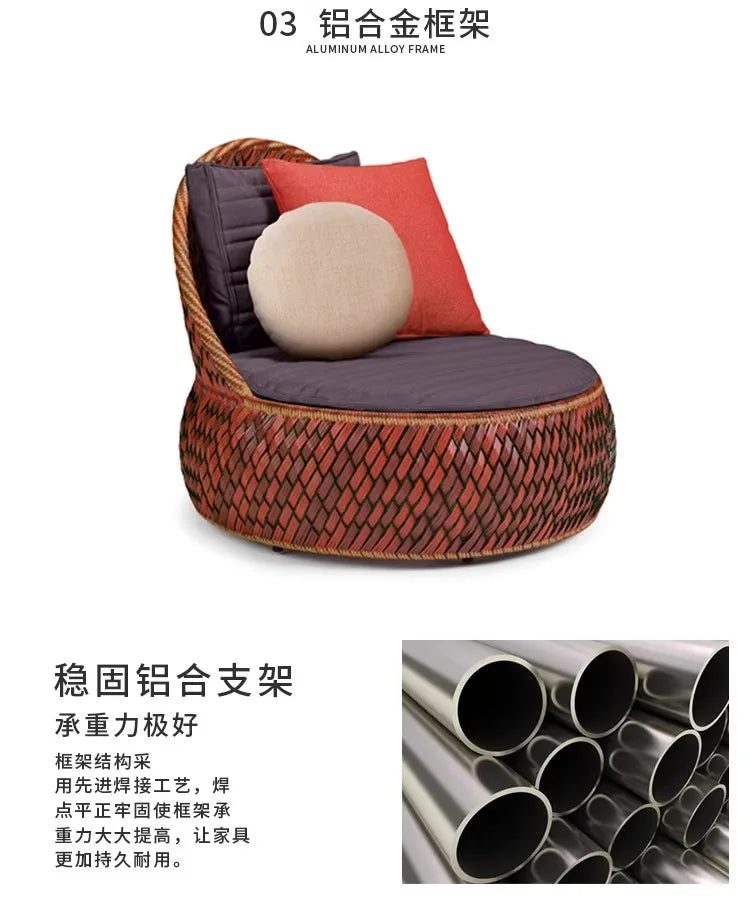 Outdoor rattan weaving leisure creative balcony small furniture outdoor courtyard garden tea table combination