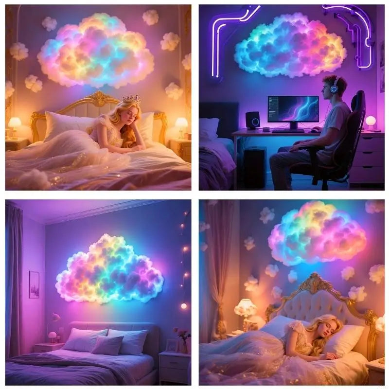 3D LED Thunder Cloud Lamp USB Power Music Rhythm Night Light for Bedroom Desktop Gaming Room Decoration Mood Lighting Gift F19E