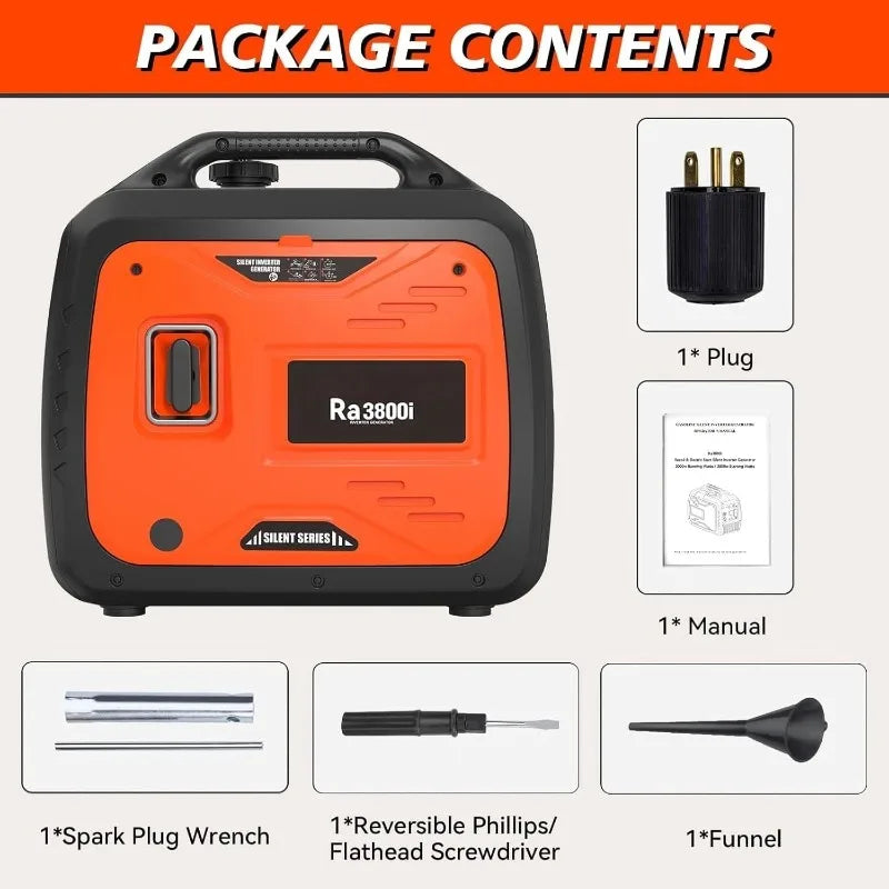 Customized 3800W Lightweight Portable Inverter Generator with Clean Power for Home, Camping, RV, Tailgating & Emergencies