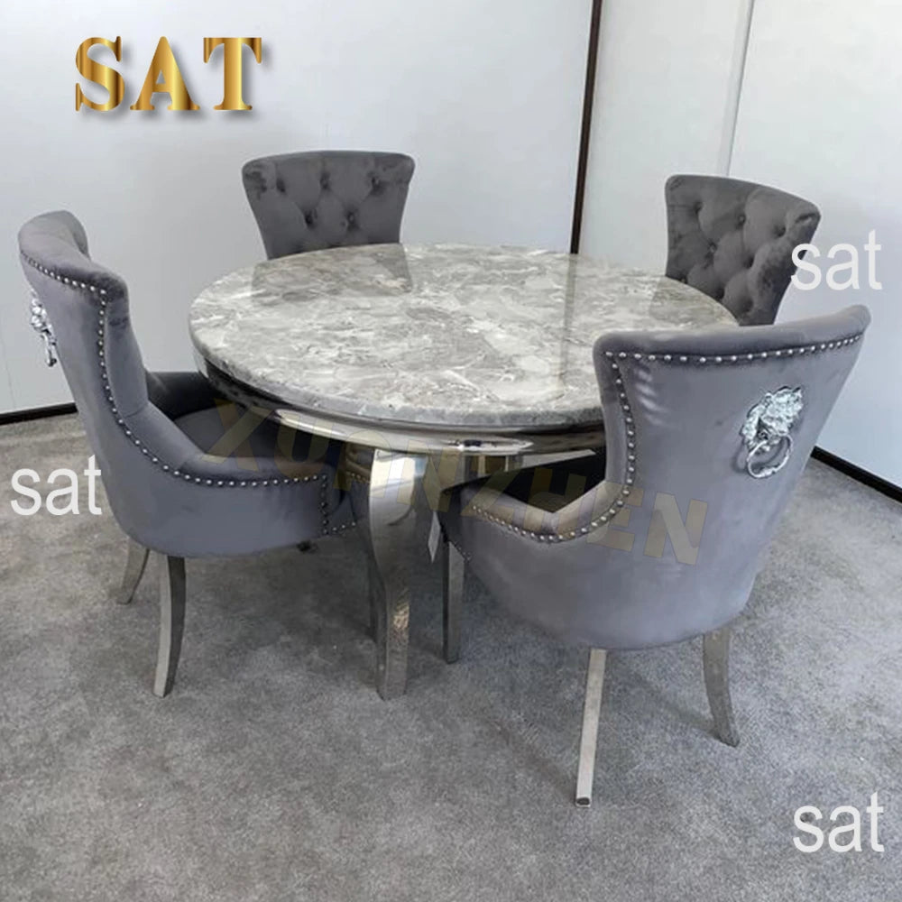 # Furniture Cheap Modern Elegant Dining Table Set 4 Chairs Marble