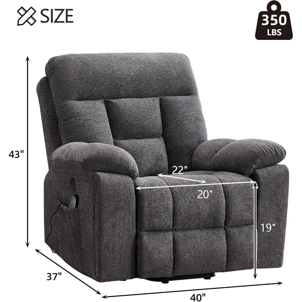 Massage Recliner Chair, Overstuffed Rocker Lazy Boy Chairs with Vibration&Gently Heat,Fabric Ergonomic Manual Nursery, Custom
