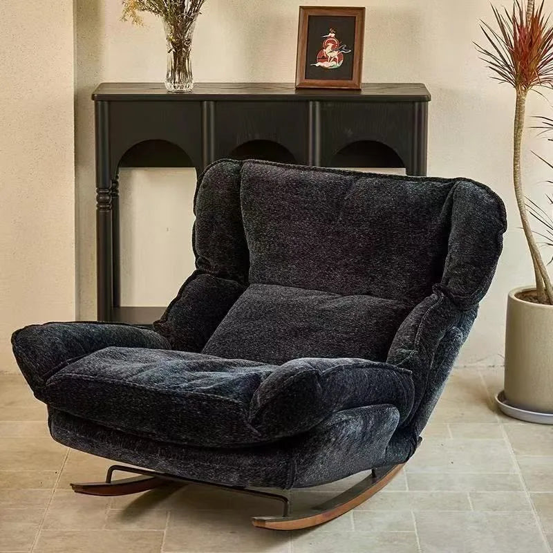 Lazy Sofa Adjustable Rocking Chair Single Leisure Recliner Comfort Single Lazy Sofa Chair for Balcony Bedroom Reading Napping