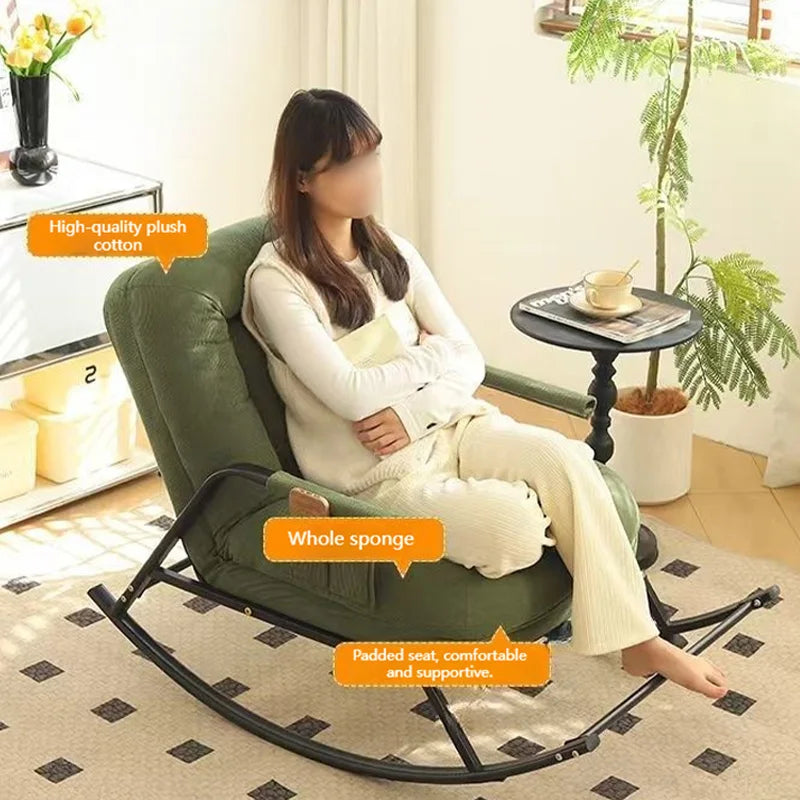 Modern Rocking Chair with Footrest Soft Lounge Chairs for Living Room Bedroom Adjustable Comfort Home Office Relaxing Armchair