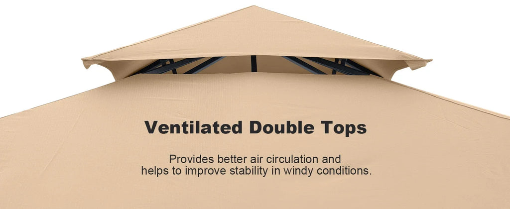 ABCCANOPY Gazebos for Patios 10x12 with Mosquito Netting, Khaki