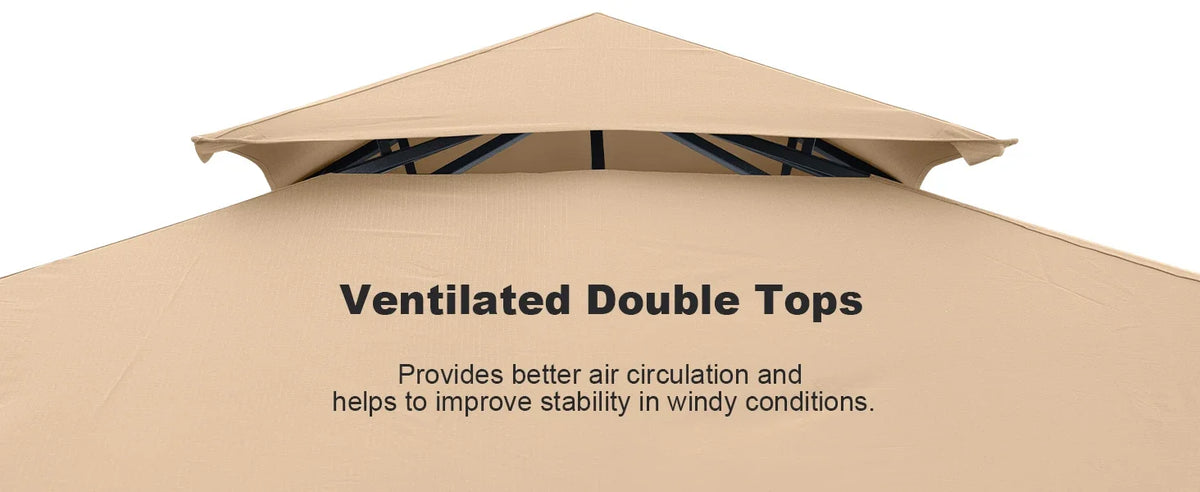 ABCCANOPY Gazebos for Patios 10x12 with Mosquito Netting, Khaki