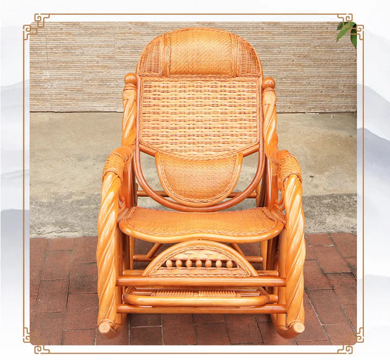 Balcony Siesta Elderly Natural Rattan Chair Rocking Chair Leisure Easy Chair Household
