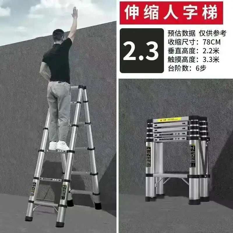Alloy Telescopic Step Ladder Multi-functional Lifting Engineering Stairs Thickened Herringbone Ladders Folding Stairs