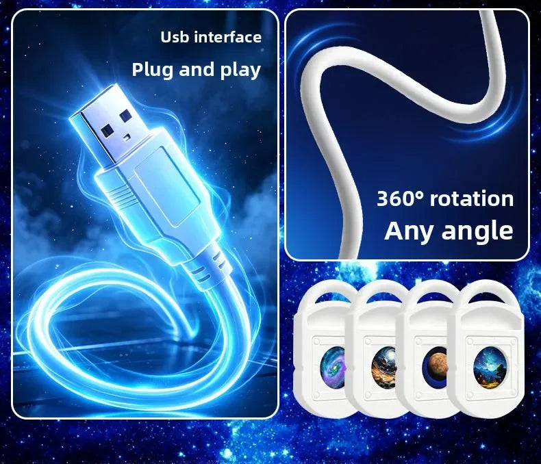 USB Star Projector Night Light Romantic Nebula Atmosphere Lamp for Car Interior Home Bedroom Decor USB Charging
