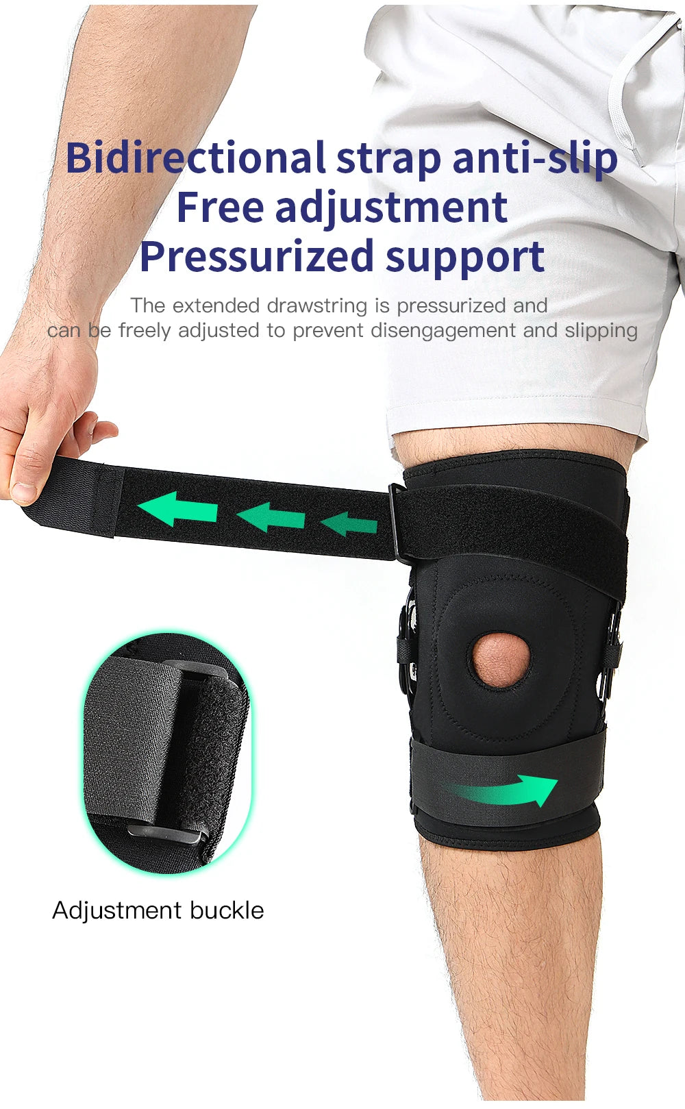 1 piece - Adjustable knee pad with double-layer steel plate stabilizer, suitable for both men and women, knee joint support, dou