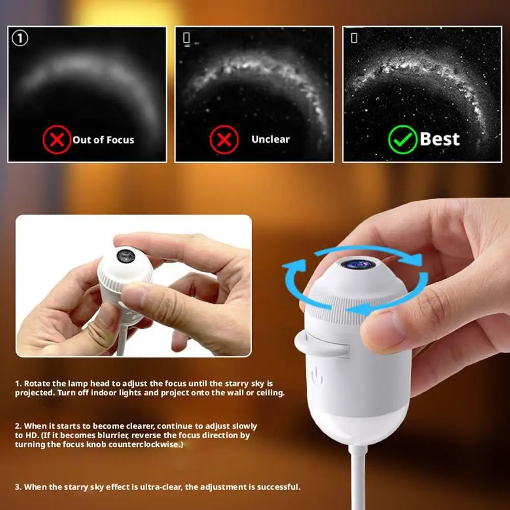 USB Star Projector Light with Clear Image Adjustable Brightness 2-in-1 Mini Galaxy Projector Night Light Touch Control For Car