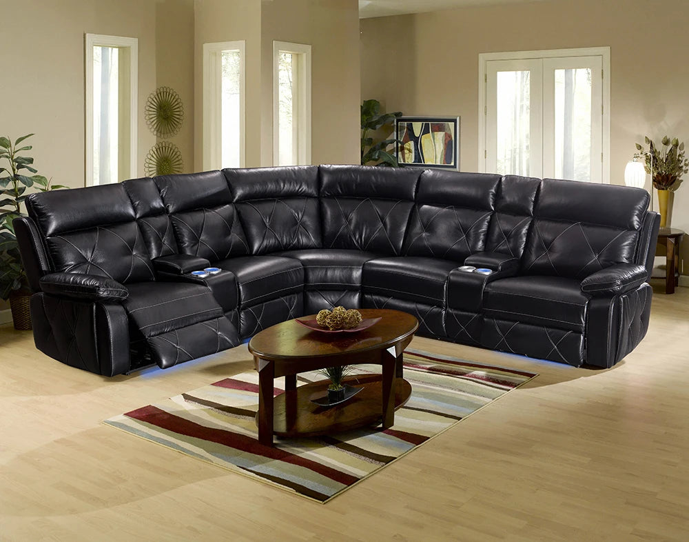Modern Luxury Leather Recliner Sofa Set with USB Charging Port Retractable Comfortable Living Room Furniture for