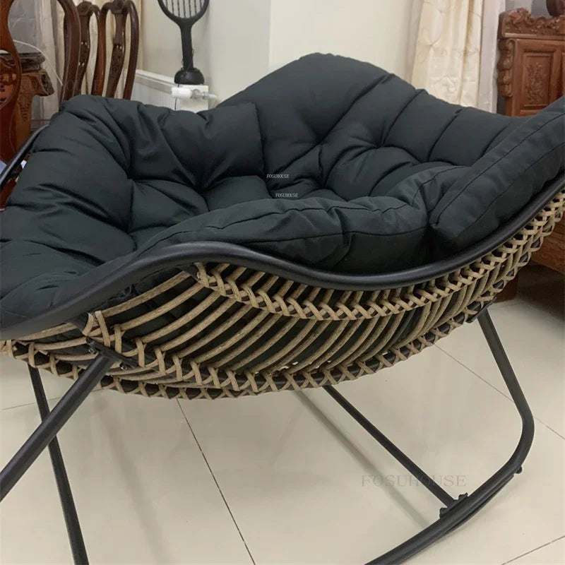 Nordic Lazy Living Room Chairs Home Balcony Rocking Chairs Reclining Sofas Rattan Sofa Leisure Rocking Chair Home Furniture