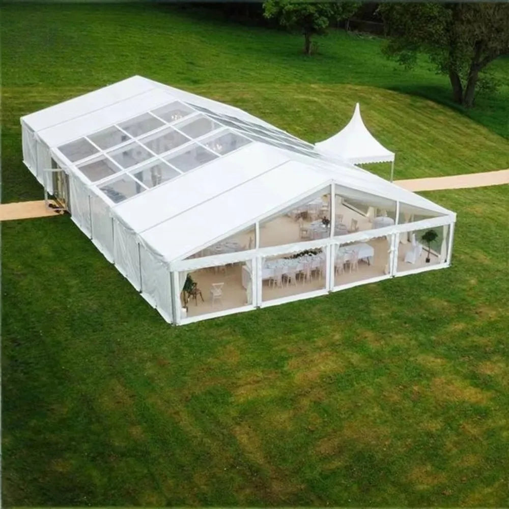 Aluminum White PVC Wedding Party Tent, Inner Ceiling Liner, Anniversary Outdoor Marquee for 500‑Person Banquet,Event Gathering