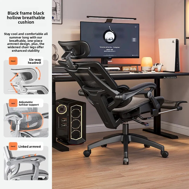 Ergonomic Gaming Chair Home Office Chair Lumbar Support Adjustable Height Reclining Study Learning Desk Chair Game Chair