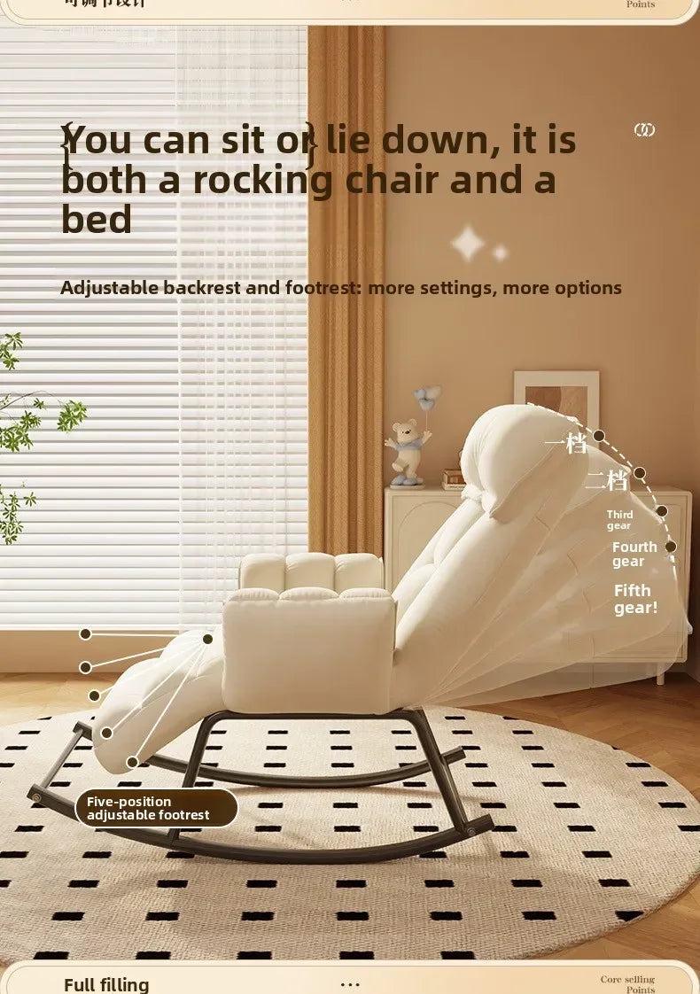 Lazy Rocking Chair Home Retro Balcony Leisure Folding Reclining Chair Sofa Chair Bedroom Single Person Can Sit And Lie Down