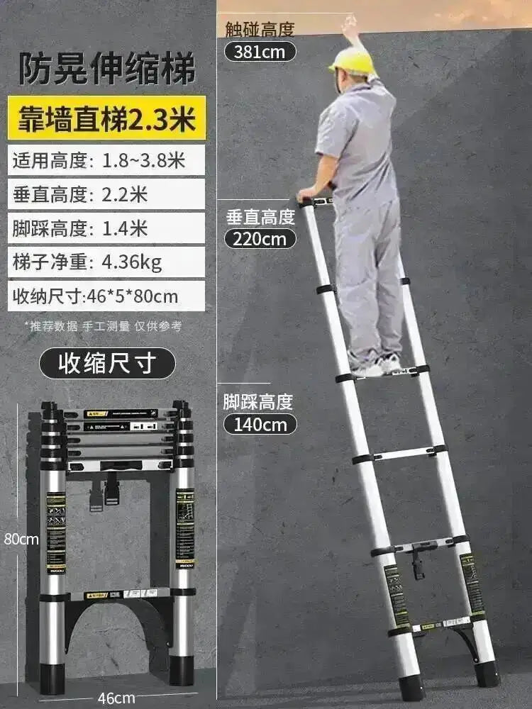 Engineering Multifunctional Aluminum Ladder Step Alloy Stools Home Folding Telescopic Ladder Portable Thick Herringbone Stairs
