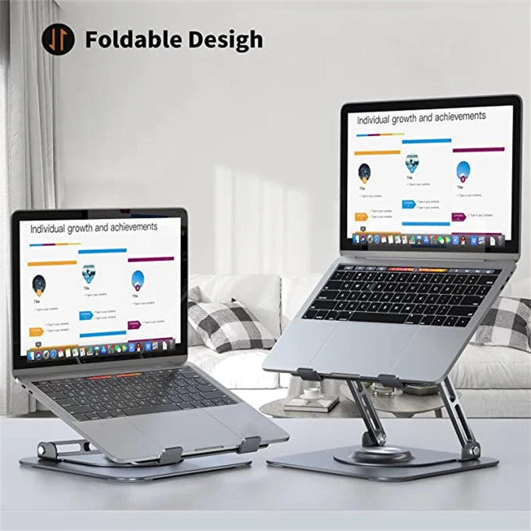 Ultra Slim 360 Swivel Aluminum Alloy Laptop Holder Foldable Portable Compact Notebook Computer Riser For Office Desk
