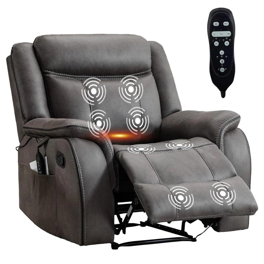 39" Wide Manual Massage Recliner with Heat, Faux Leather Ergonomic Lounge Chair, Overstuffed Wall Hugger for Living Room, Custom