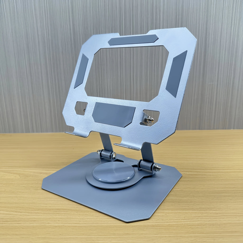 Portable Aluminum Alloy Rotatable Tablet Stand with Foldable Height Adjustment Compact for Home Office Use Durable No Wobble