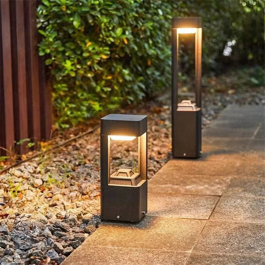 60/80CM Modern Outdoor Post Light Fixture LED Aluminum Outdoor Garden Column Lights IP54 Waterproof Bollard Lighting