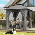 tu- Outdoor Gazebo Metal Frame Double Roof Heavy Duty Mosquito Netting Privacy Screen Patio Garden Lawn Deck, Custom-