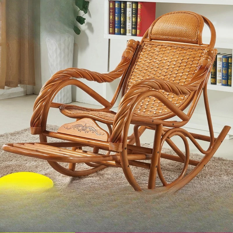 Rattan chair, rocking chair for the elderly, rocking chair for the lazy on the balcony, reclining chair, nap chair