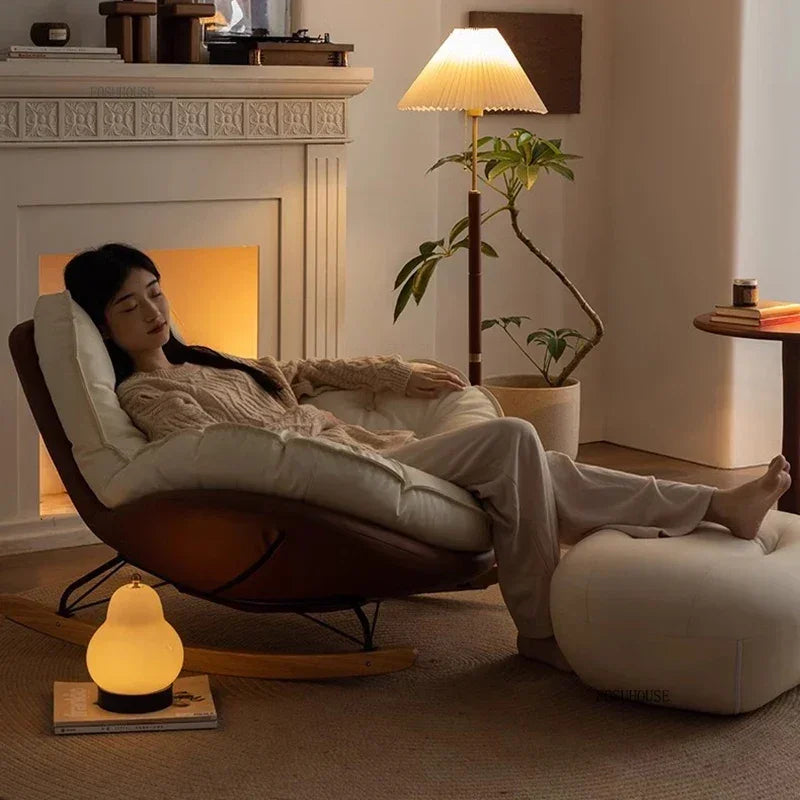 Designer Living Room Chair Personality Large Rocking Chair for Living Room Light Luxury Sofa Chairs Japanese Home Furniture