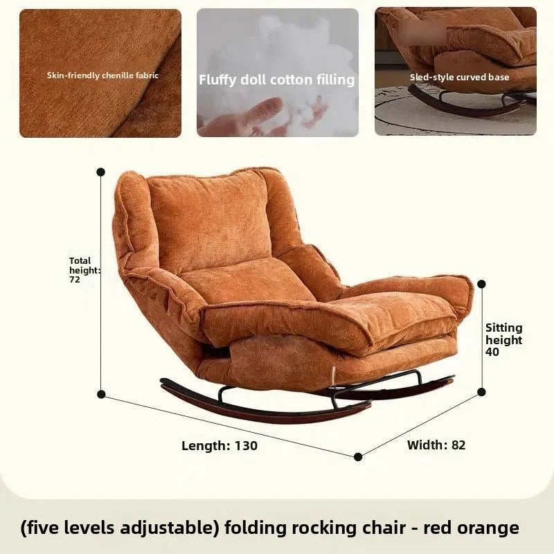 Rocking chair Lazy sofa Adjustable folding single sofa chair Home leisure bedroom Balcony lunch break recliner