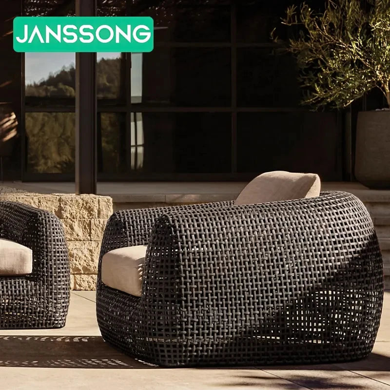 Waterproof Garden Rattan Sofa Pool Sun Lounger  Furniture Set Hotel Rattan Sofa Patio Outdoor