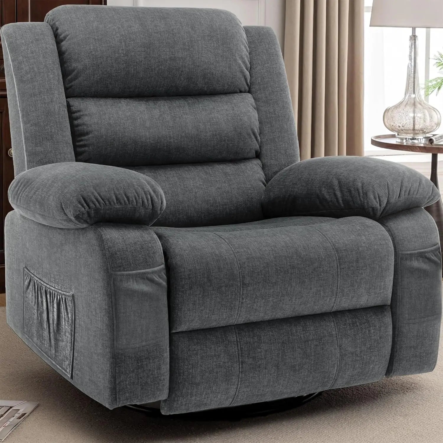 Oversized Recliner Chair, Extra Wide Rocking Chair with Massage and Heat, 360° Swivel Rocker Recliner for Adults,, Custom