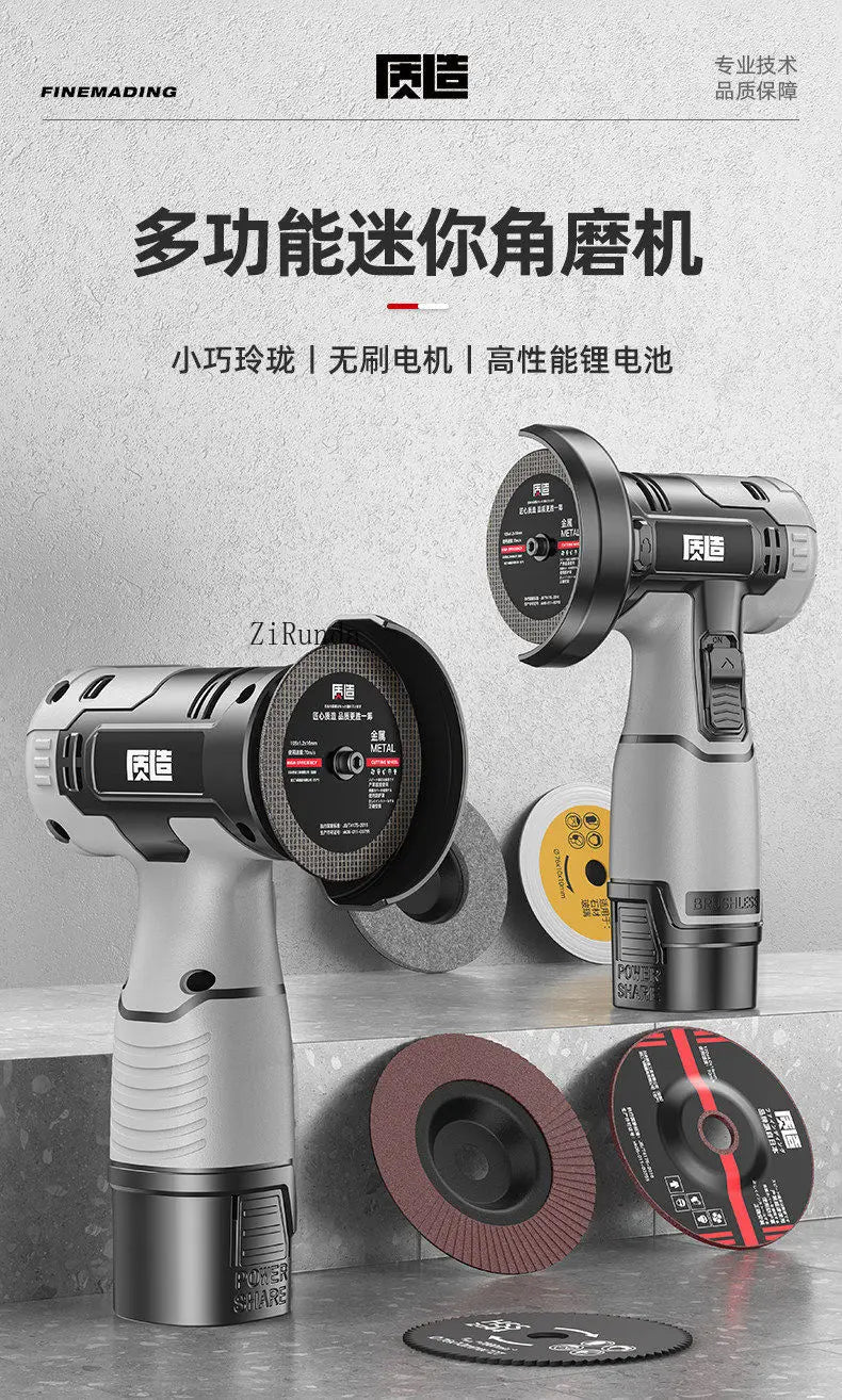 Mini angle grinder, genuine polishing machine, hand grinder, lithium electric cutting machine, household handheld small