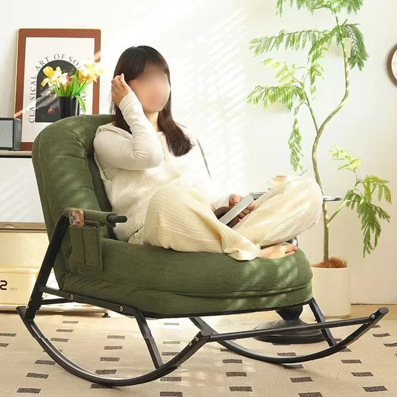 Modern Rocking Chair with Footrest Soft Lounge Chairs for Living Room Bedroom Adjustable Comfort Home Office Relaxing Armchair
