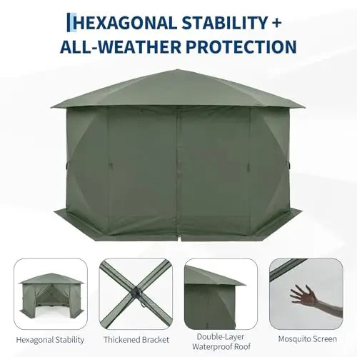 Shipment From The USUp Gazebo Sn Tent, 6 Sided Sun Shelter, Pavilion Tent For Patio | 13x13ft -Up Gazebo Tents With Mosquito N
