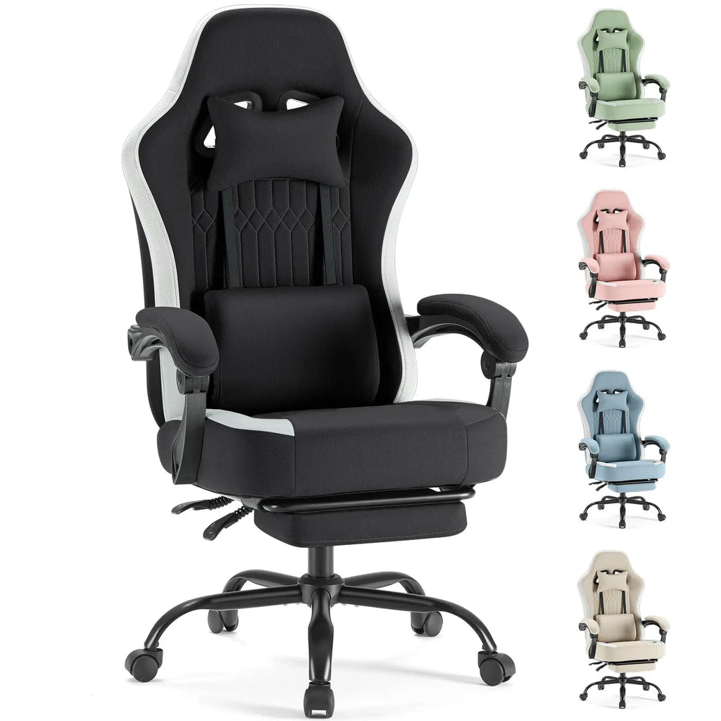 JHK Ergonomic Computer Gaming Chair Height Adjustable 360° Swivel with Headrest Lumbar Support Linkage Armrests For Office Home