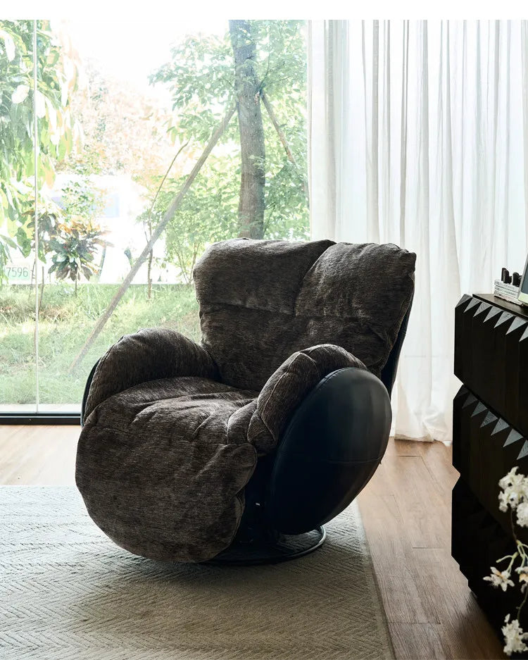 N Retro Electric Single Sofa Chair Designer French Lazy Sofa Balcony Living Room Function Rotating Recliner