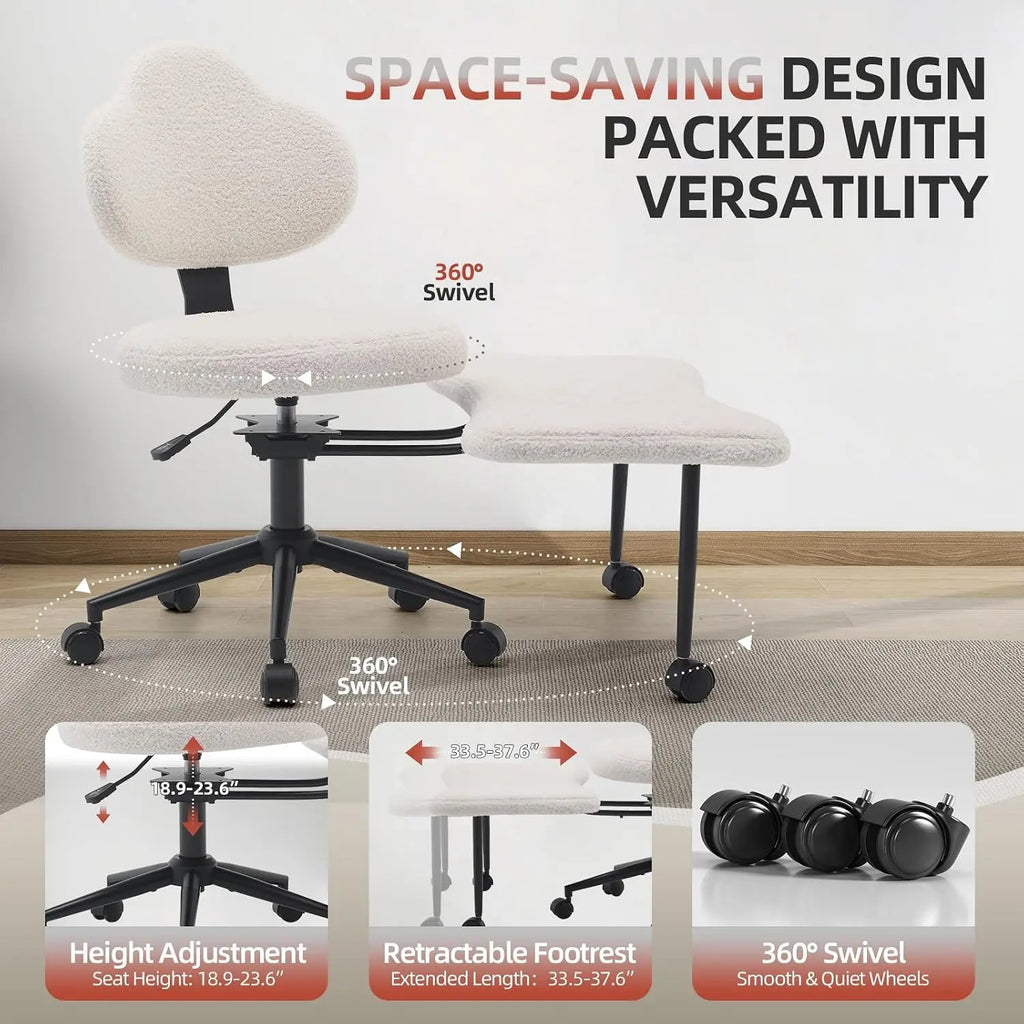 White Cross Legged Office Chair Meditation Seat with Lumbar Support for Desk Work, Yoga & Mindfulness Comfortable & Space-Saving
