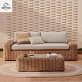 Outdoor rattan sofa combination courtyard villa sun room waterproof and sunscreen rattan sofa garden homestay leisure sofa