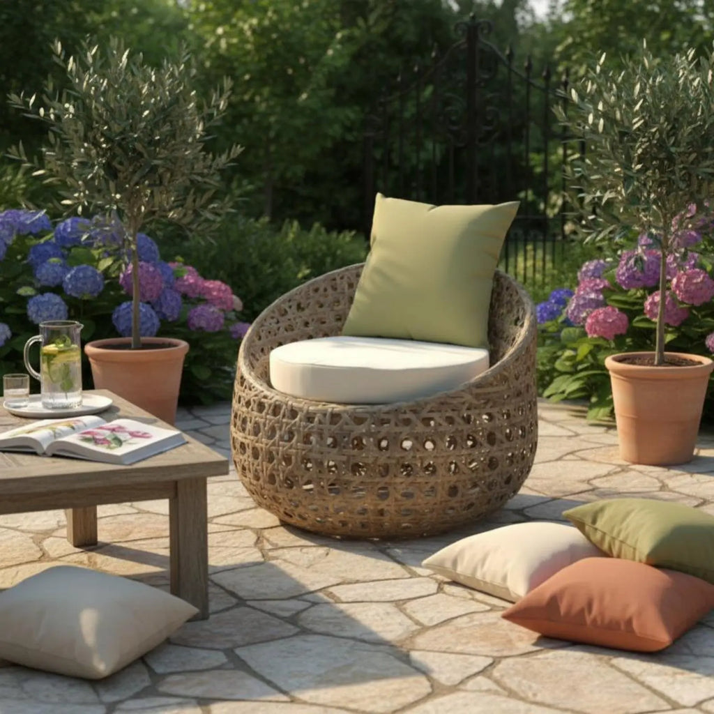 Rattan Chair Sofa Set, Outdoor Patio, Metal Frame, Thick Cushions, Relaxing Design