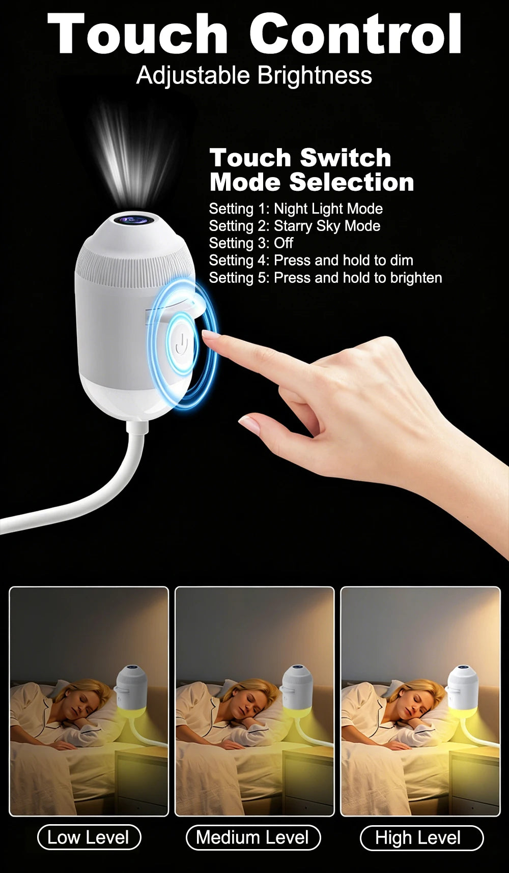 USB Starry Sky Projector Night Light 360° Bendable HD Galaxy Moon Planet Projection Lamp Plug Play Car Bedroom Projector Lamp