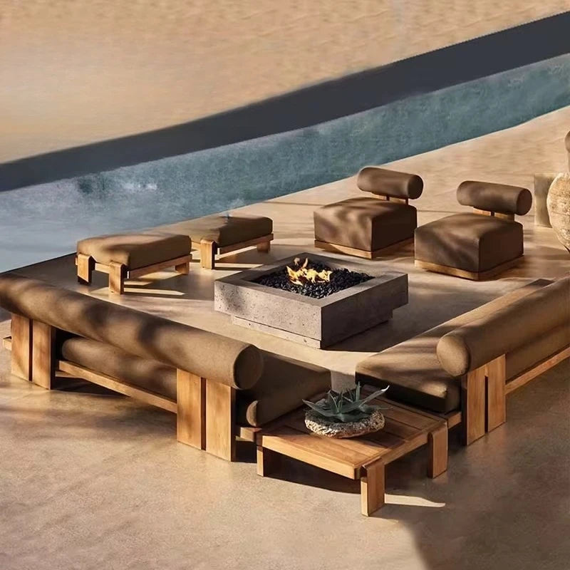 Hotel Patio Garden Sofa Set Teak Outdoor Teak Wooden Sofa Outdoor Furniture Solid Teak Sofa Set