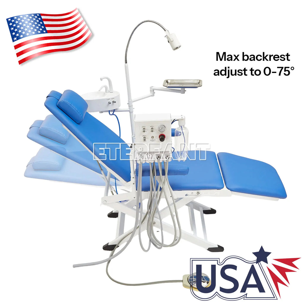 Dental Mobile Chair Black/Blue/Folding Chair with LED Light+Turbine Unit 4H PU/3Layer Trolley Cart Tool Mobile ABS with Socket